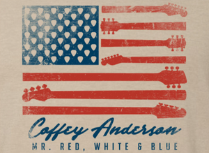 Mr Red White and Blue Guitar Flag Tee