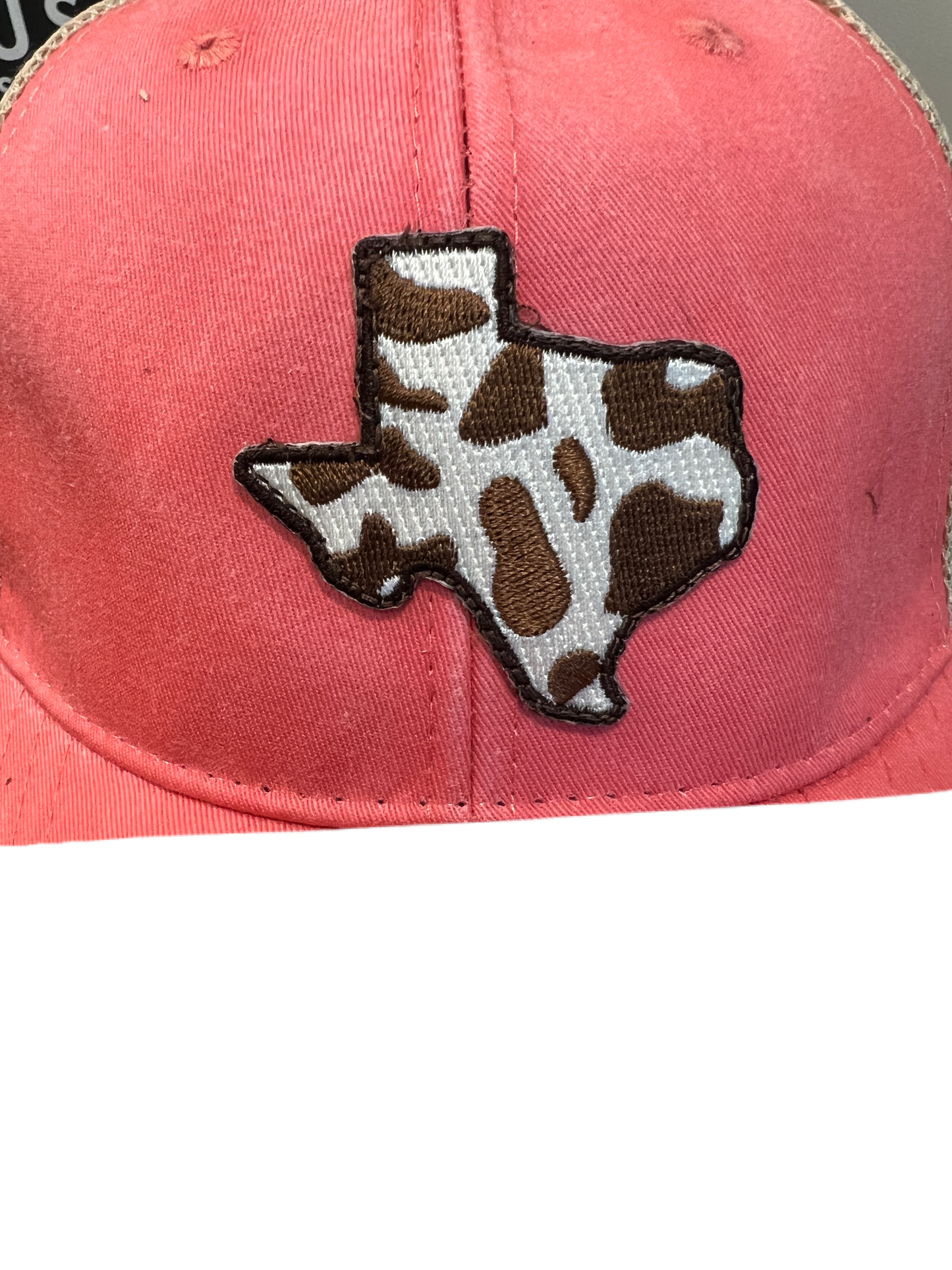 Ladies Cow Print Texas Shape Snapback